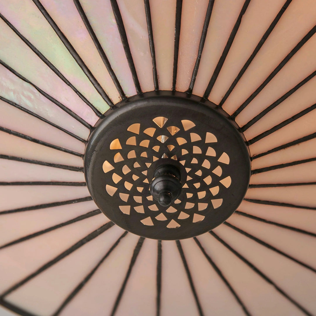 Tiffstar Elegant Art Glass Flush Ceiling Light with Vintage inspired Glass Diffuser – Classic Ceiling Fixture for Home Interiors