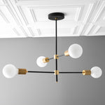 Load image into Gallery viewer, Mobilux Line Black and Brass Chandelier - Contemporary Globe Ceiling Hanging Light

