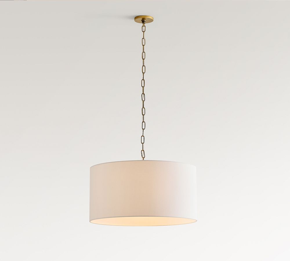Lámpara colgante de lino Dumora con forma de tambor: moderna pantalla blanca para comedor