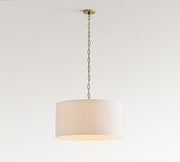 Dumora Linen Drum Pendant Light - Modern White Drum Shade For Dining