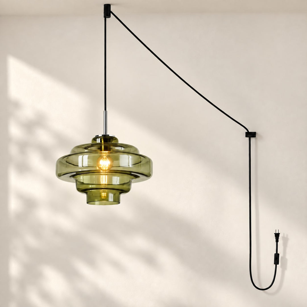 Koloro Millie Plug-In Glass Pendant Light - Retro Colorful Pendant for Modern Interiors