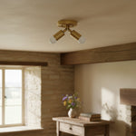 Charger l&#39;image dans la visionneuse de galerie, Mobilux Line Modern Brass Flush Mount - Minimalist Gold Ceiling Light for Bedroom
