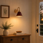 Load image into Gallery viewer, Industrial Modern Tapered Brass Gooseneck Sconce with Metal Silhouette