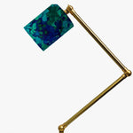 Load image into Gallery viewer, Double jointed brass-tone lamp arm with blue green floral shade