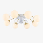 Bild in Gallery-Viewer laden, 8 Heads white and gold ceiling fan light