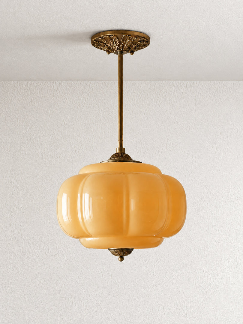 Eloise Scallop Vintage Milk Glass Semi Flush Mount Pendant Light