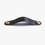 Load image into Gallery viewer, Cowhide leather and brass cabinet pull handle color and size option