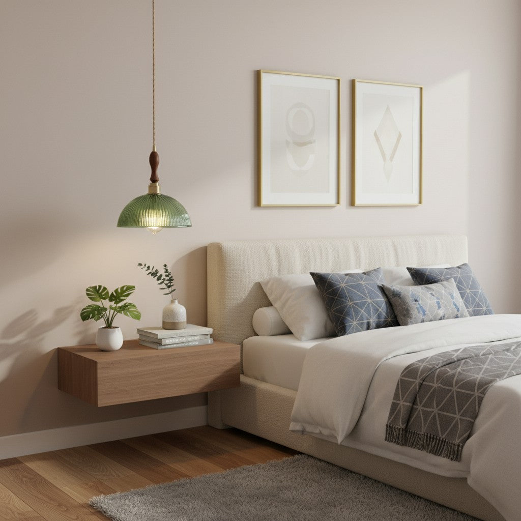 Lámpara colgante acanalada Ribilux - Vidrio y metal vintage para cocina y comedor