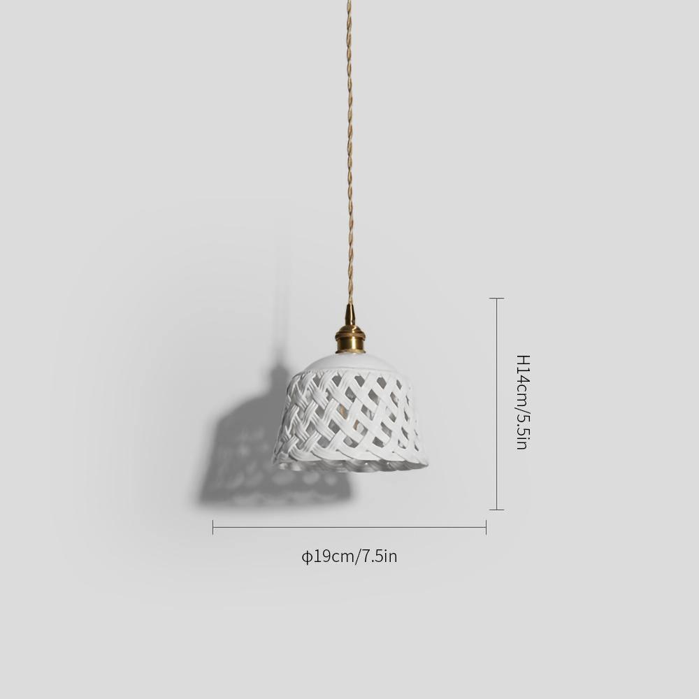Woven Ceramic Brass Swag Pendant Light