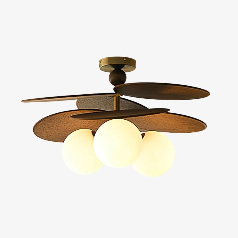 Lustre à feuilles en cascade Orrise - Métal et bois modernes pour chambres et salons