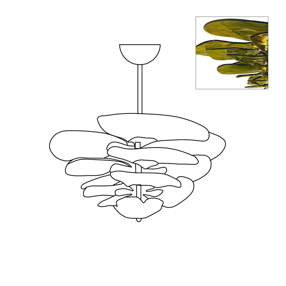Lotus Leaf Layered Glass Chandelier
