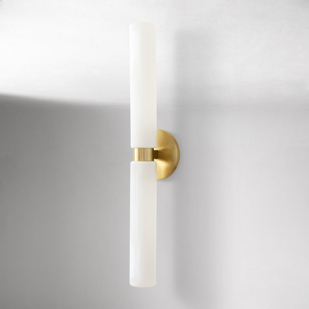 Aplique de pared moderno Rivora de vidrio estriado - Aplique doble corto para interior y exterior