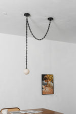 Load image into Gallery viewer, Black Metal Alabaster Globe Hardwired Chandelier