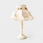 Load image into Gallery viewer, Ivory cotton brocade lace table lamp on a light background