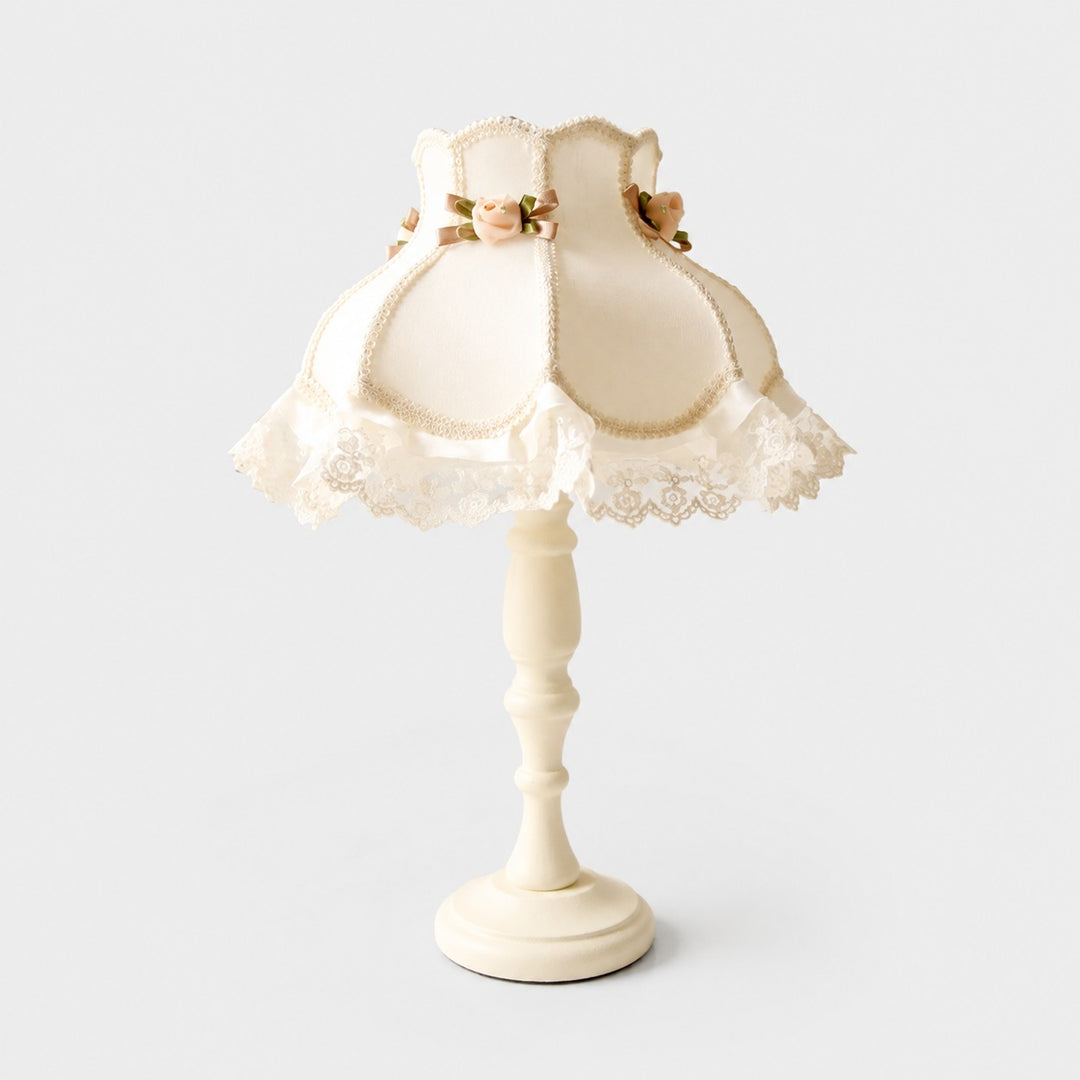 Ivory cotton brocade lace table lamp on a light background