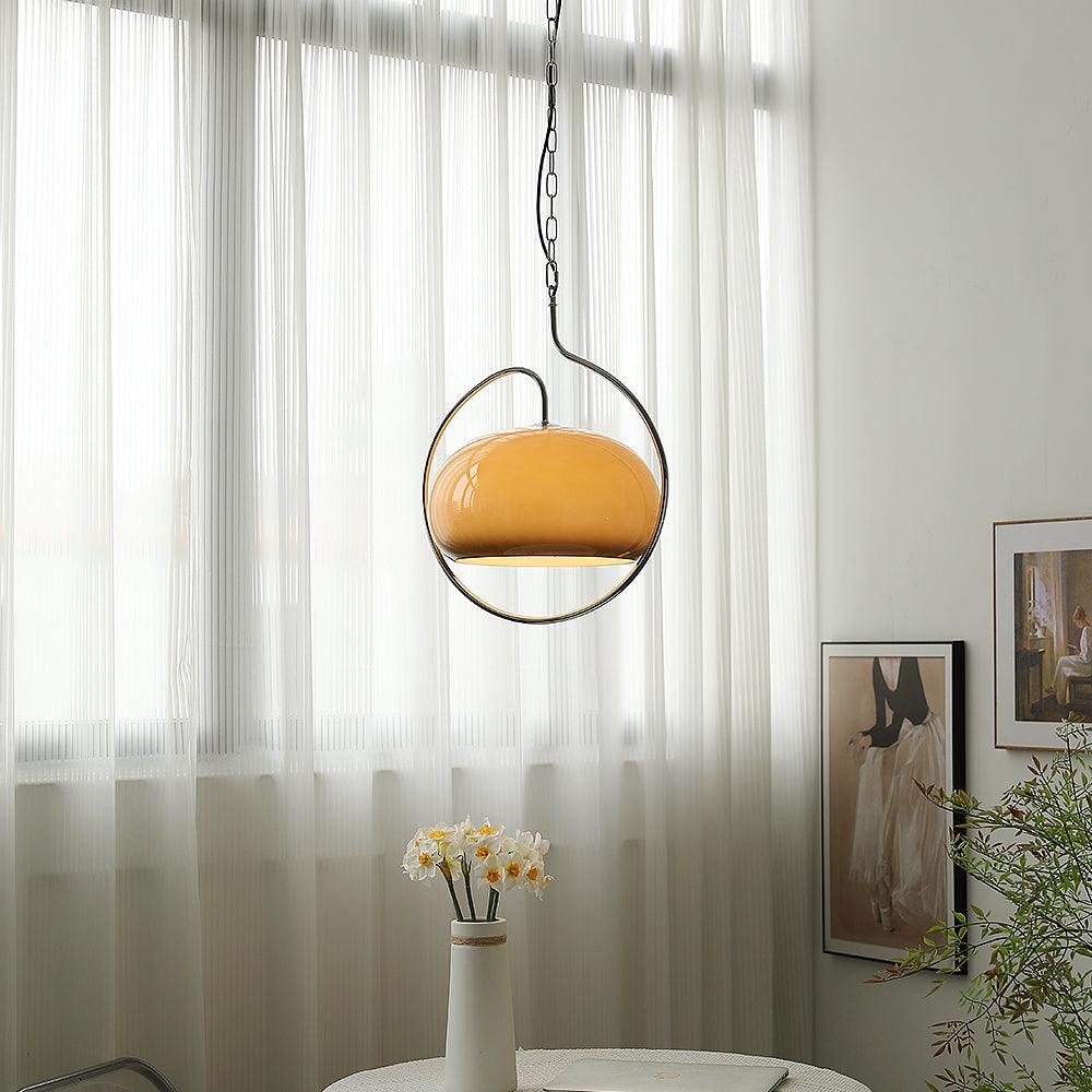 Rounded Glass Chrome Swag Pendant Light