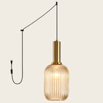 Charger l'image dans la visionneuse de galerie, Tawny Model A Large ribbed glass plug-in pendant light