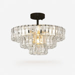 Cargar imagen en el visor de la Galería, French vintage ripple glass chandelier with smoked glass