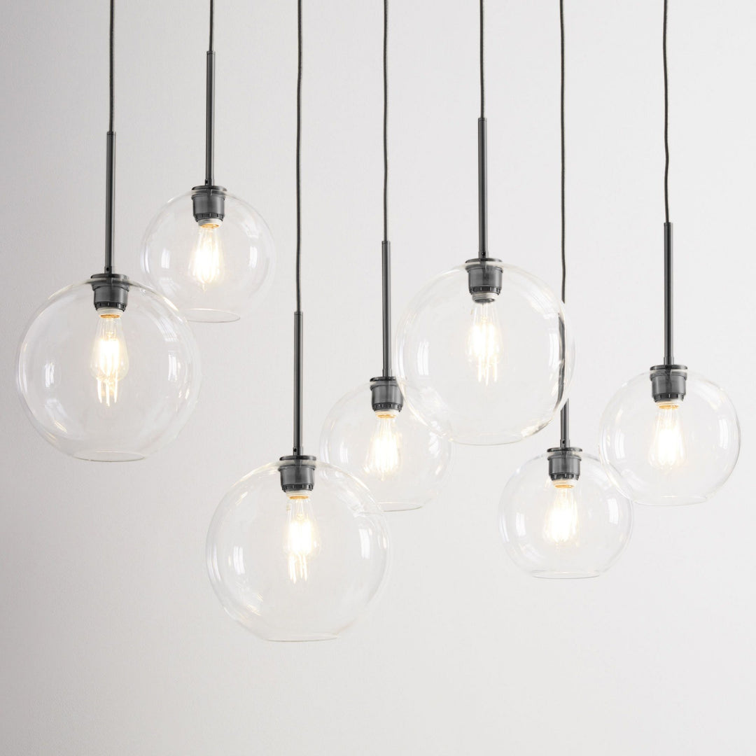 Selvion Eleganter 7-Licht Kugel Kronleuchter – Glas Pendelleuchte