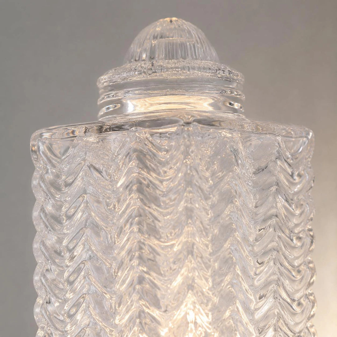 Closeup of textured glass and metal frame