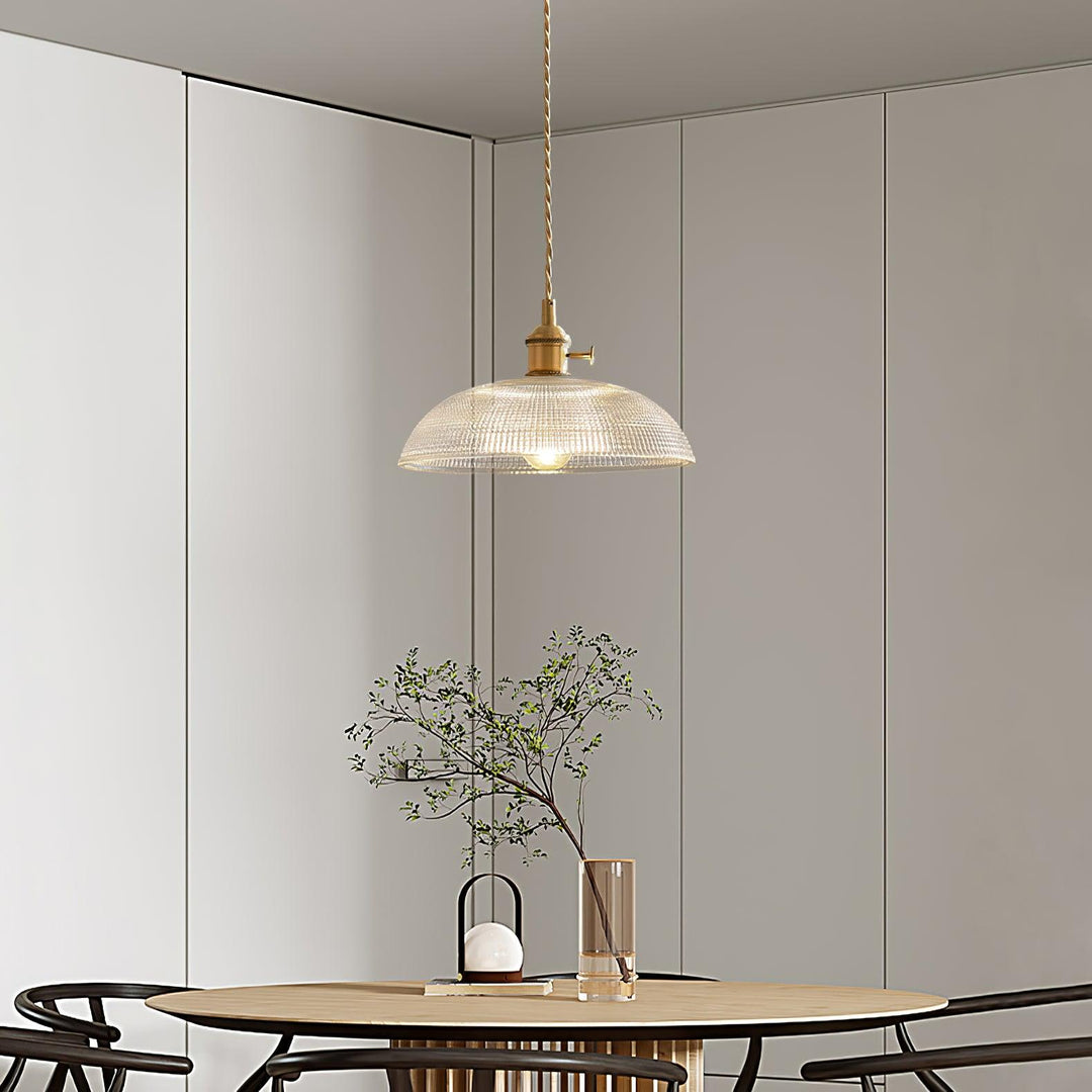 Polished Brass Domed Glass Plug-In Pendant