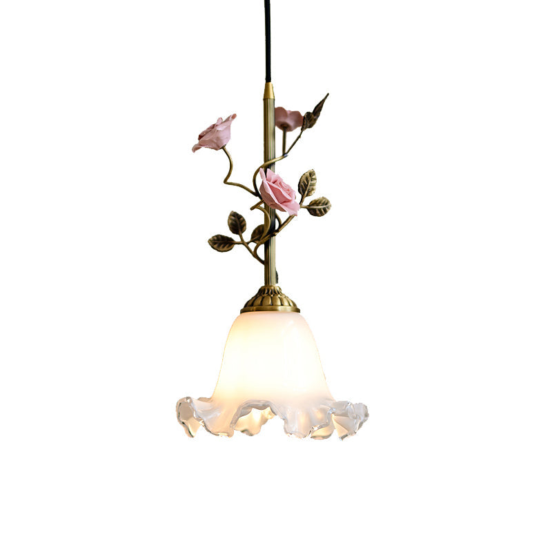 Lámpara colgante de cristal rosa Lalique