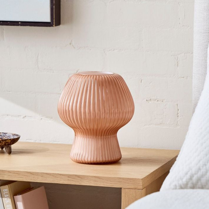 Lámpara de mesa Novarise de vidrio acanalado: iluminación decorativa de vidrio texturizado