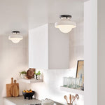 Charger l&#39;image dans la visionneuse de galerie, Plafonnier encastré Hanton – Luminaire minimaliste moderne avec abat-jour en verre laiteux et métal 
