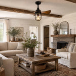 Cargar imagen en el visor de la Galería, rustic ceiling fan light installed in a small living room