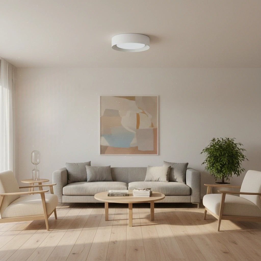 Plafonnier contemporain en métal Velcora – Luminaire élégant en forme de tambour pour chambre