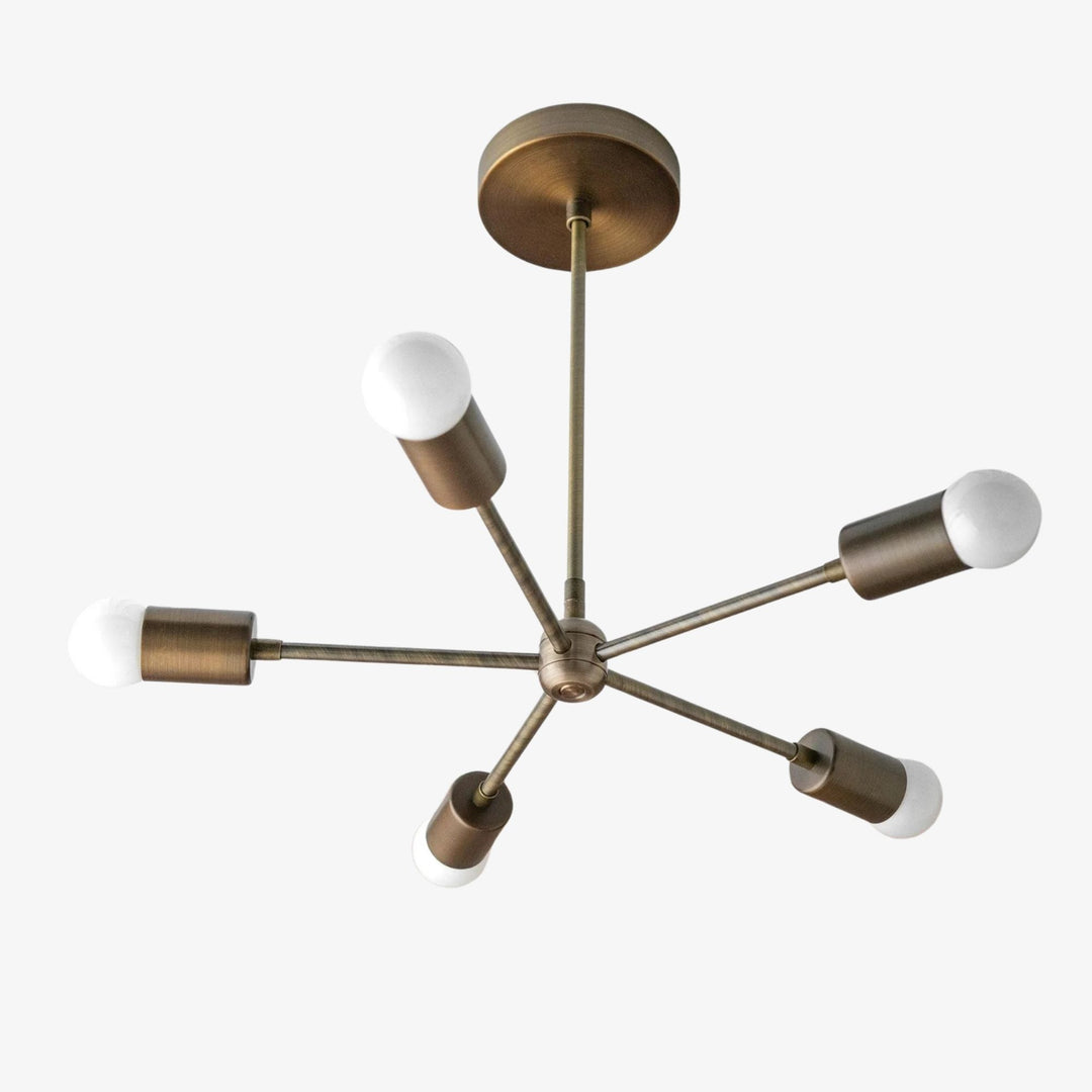 Mobilux Line Mid Century Gold Sputnik Chandelier - Geometric Brass Fixture