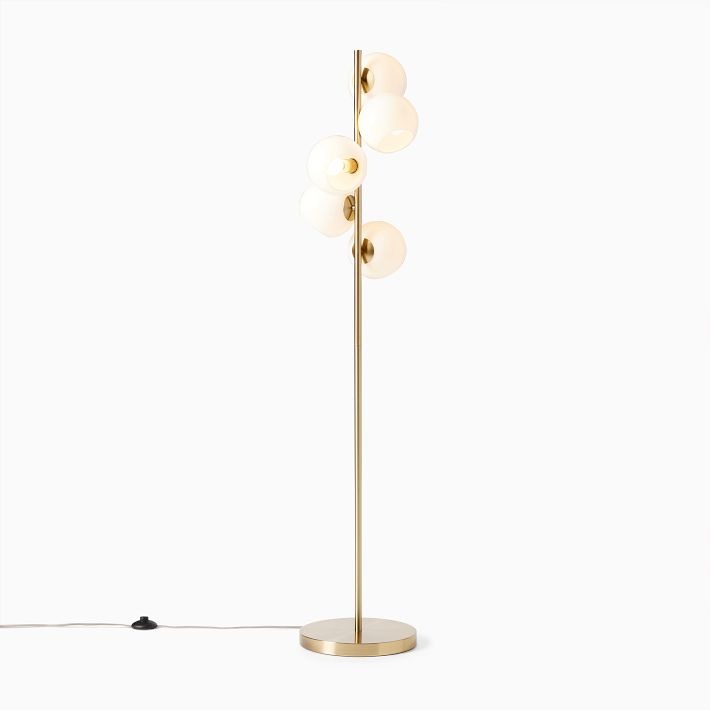 Brina Multi-Light Glass Floor Lamp - Brass and Milk Glass Lighting