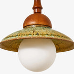 Charger l'image dans la visionneuse de galerie, Close view of textured ceramic-look shade and frosted globe on the wabi sabi wall light
