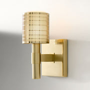 Galvia Perforated Metal Sconce - Champagne Bronze Modern Bedside Light