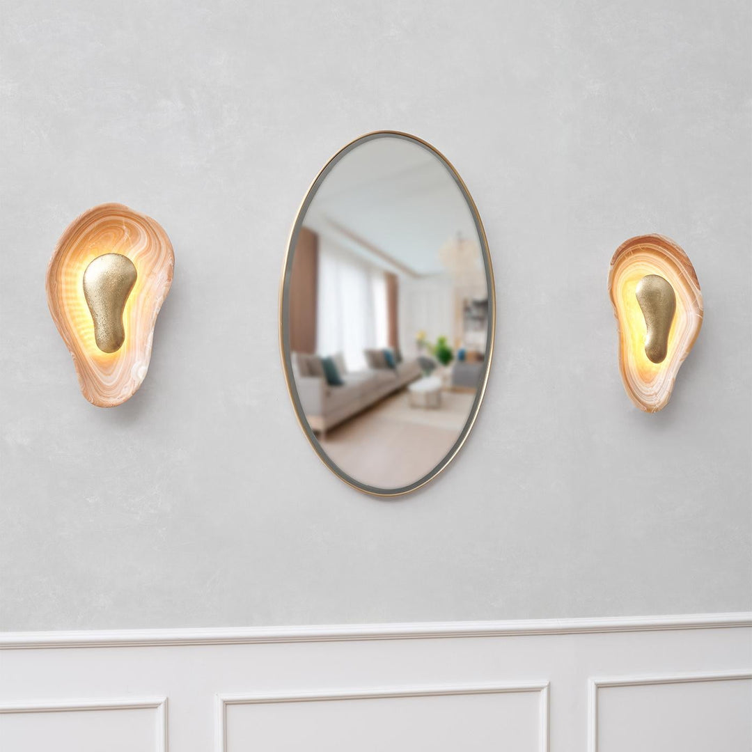 Oyster Hammerschlag Onyx Wandleuchte