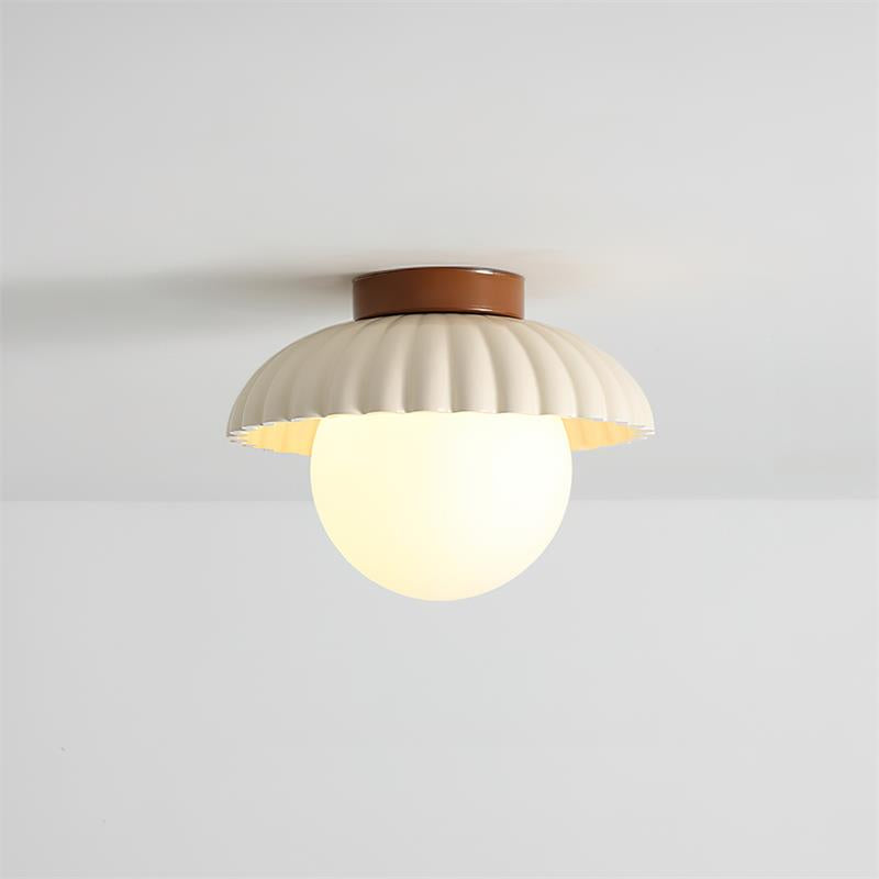Plafonnier élégant de style Alien Cream en métal beige et verre