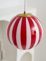 Bild in Gallery-Viewer laden, Red Striped Glass Globe Hardwired Pendant