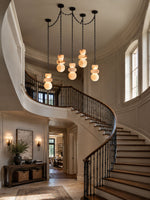 Bild in Gallery-Viewer laden, Black Metal Alabaster Chain Swag Chandelier
