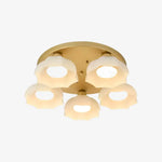 Cargar imagen en el visor de la Galería, Gold and white glass ceiling light with 5 heads