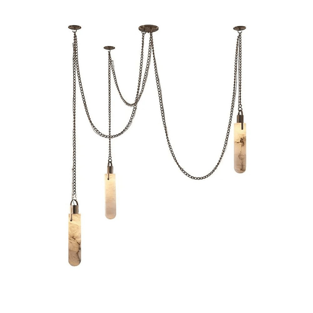 Carved Alabaster Hardwired Chandelier