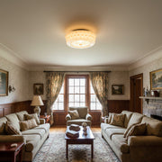 Lámpara de Techo Redonda Clásica Vintage Dretta - Luminaria de Vidrio Artístico Esculpido para Sala de Estar U02