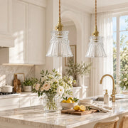 Vintage Carved Glass Pendant Lamp