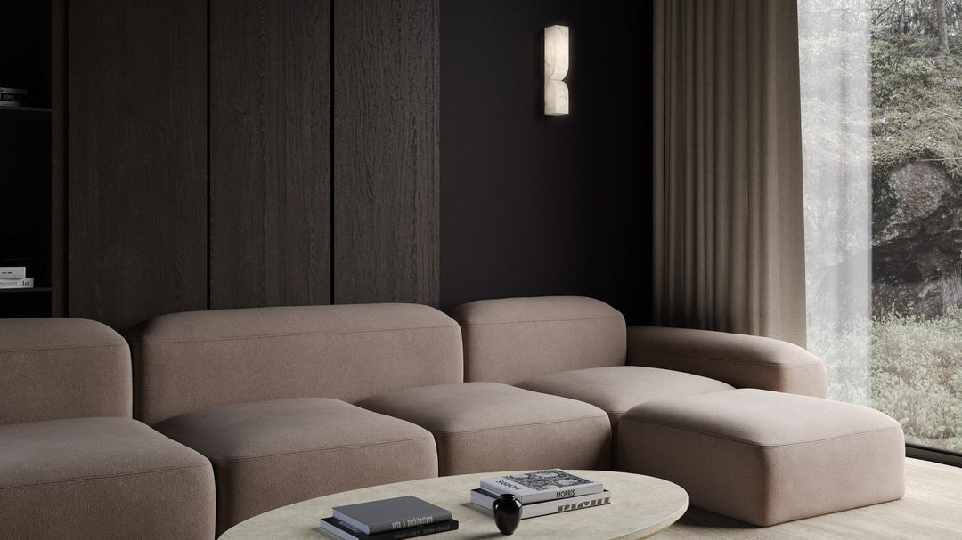 Lámpara de Pared Rectangular Moderna de Alabastro – Aplique Minimalista para Dormitorio, Pasillo y Sala