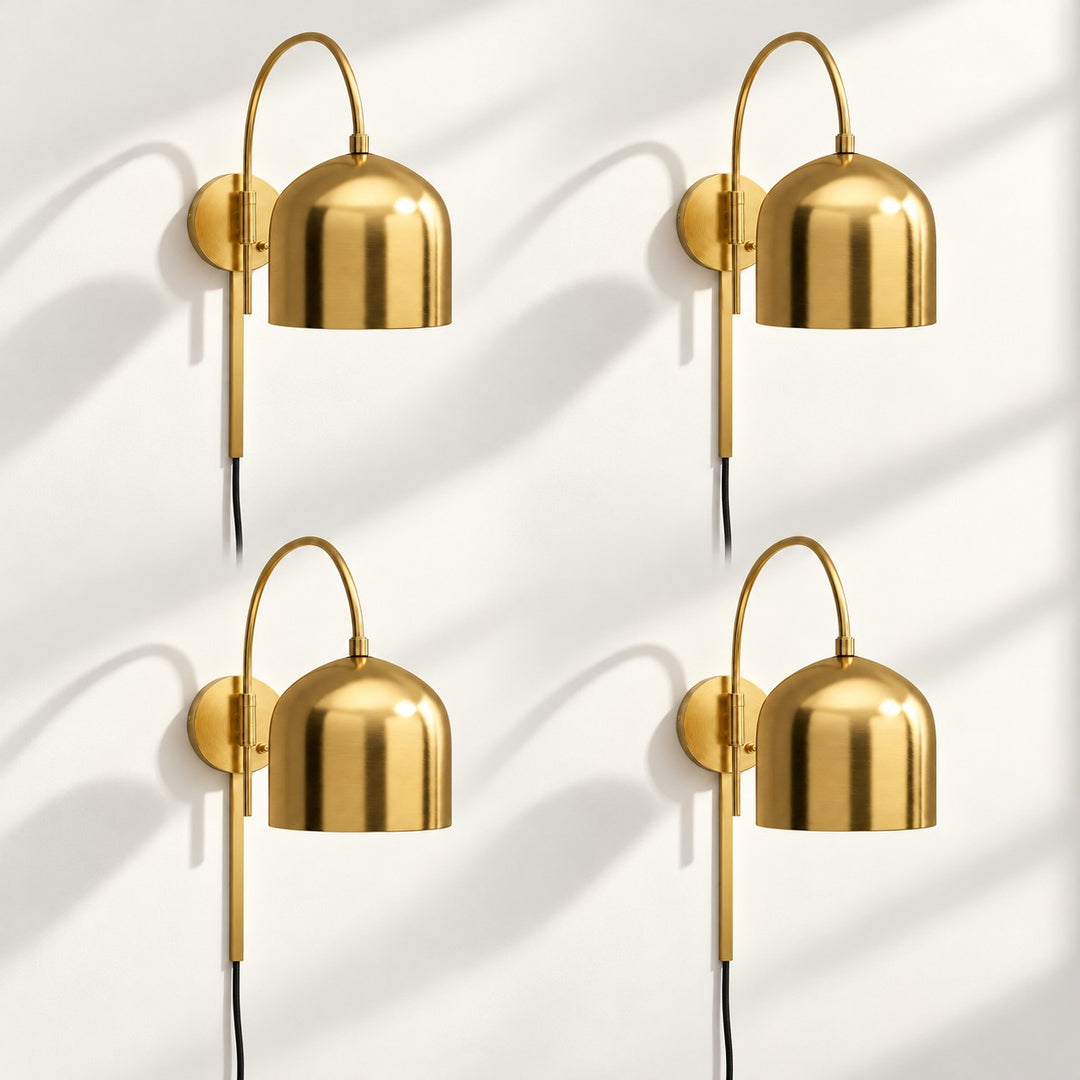 Dome Arm Plug-In Cord Arched Metal Wall Sconce