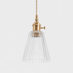 Cargar imagen en el visor de la Galería, Style K textured glass shade with antique brass E27 socket, front view