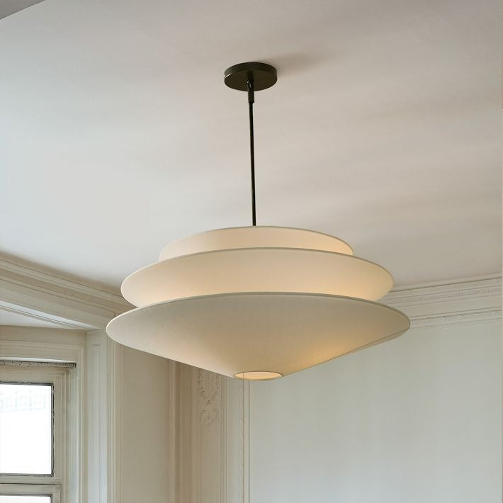 Solivara 3 Tier Linen Pendant Light – Modern White Linen Pendant