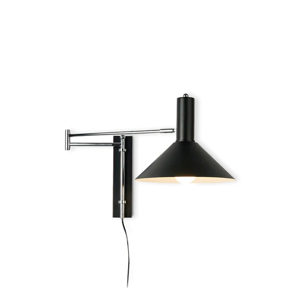 Aplique de pared de metal blanco con brazo ajustable