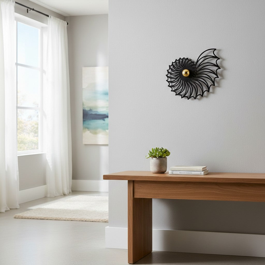 Lámpara de pared moderna con silueta de concha de nautilus Spiralyn - Iluminación para sala de estar
