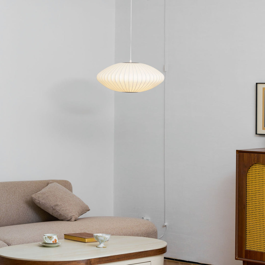 White Geometric Wire Swag Pendant Light