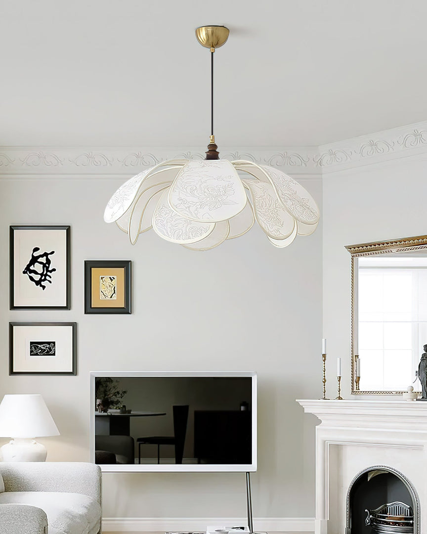 Layered Floral Fabric Plug-In Pendant